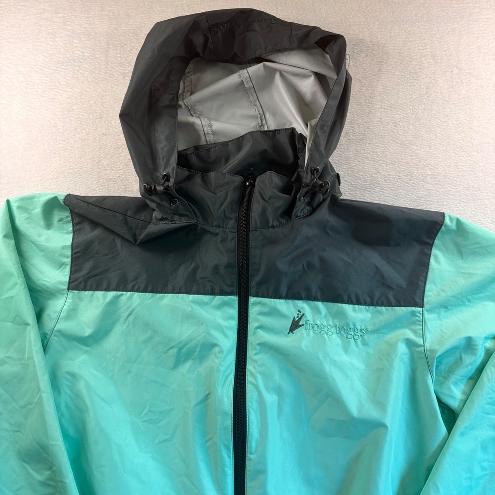 Frogg Toggs Rain Jacket Women SM Mint Green Grey Full Zip Hooded RT62541-197